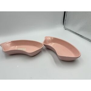 Set Of 2 Pink Vintage Tupperware Ceramic Ashtrays / Candy Dishes